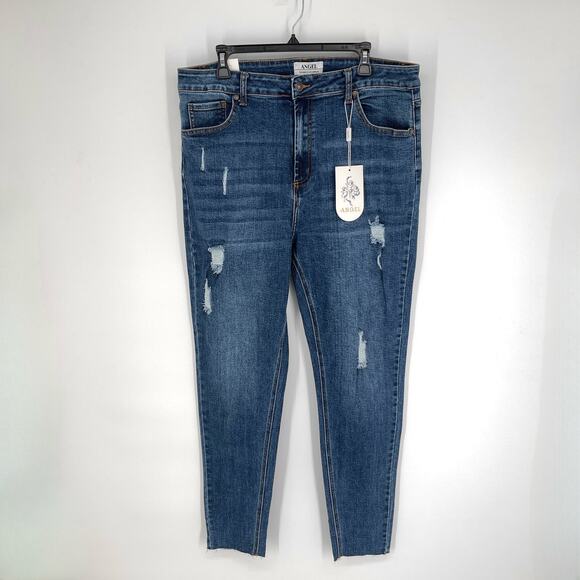 Angel Women's NWT High Rise Stretchy Skinny Leg Jeans Plus Size Size 24 Blue - Picture 1 of 12